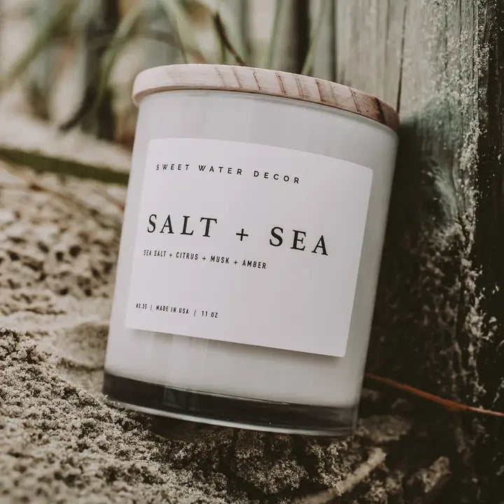 White Jar with Wood Lid 11oz Candle
