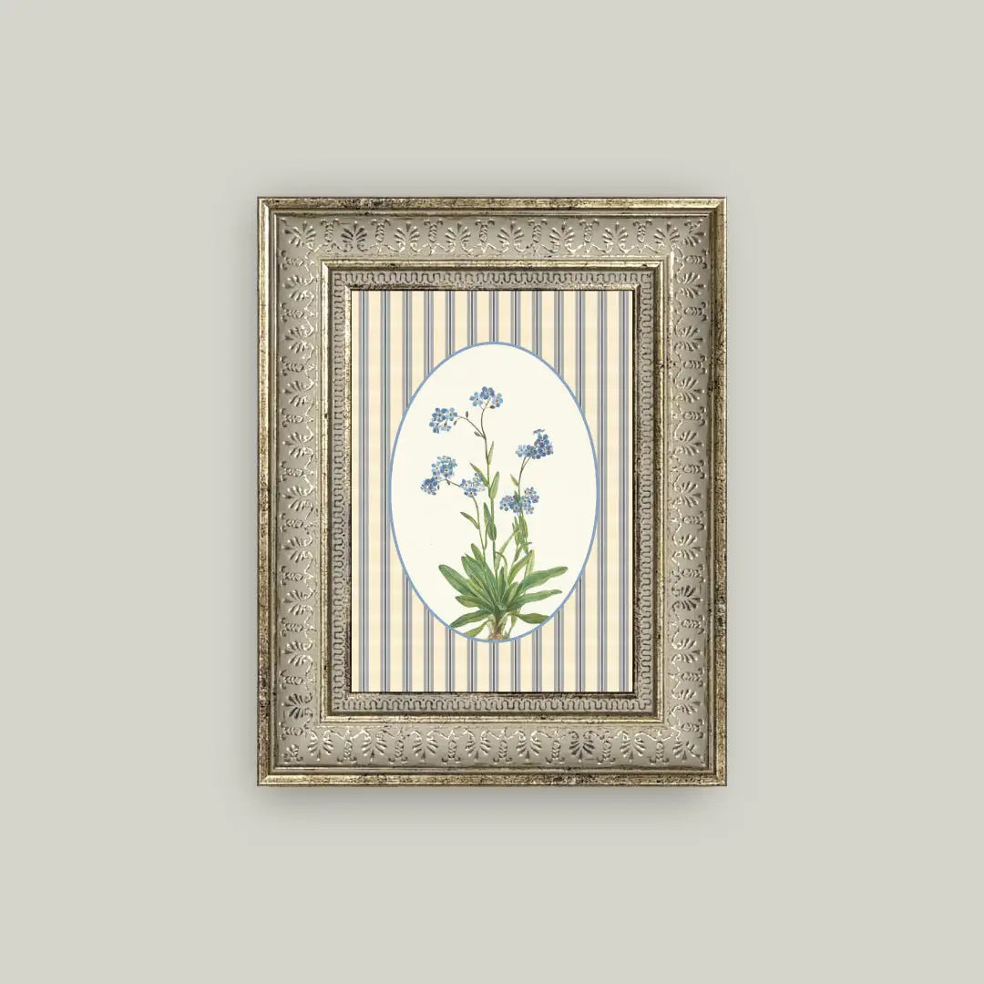 Floral Print Framed Antique Art