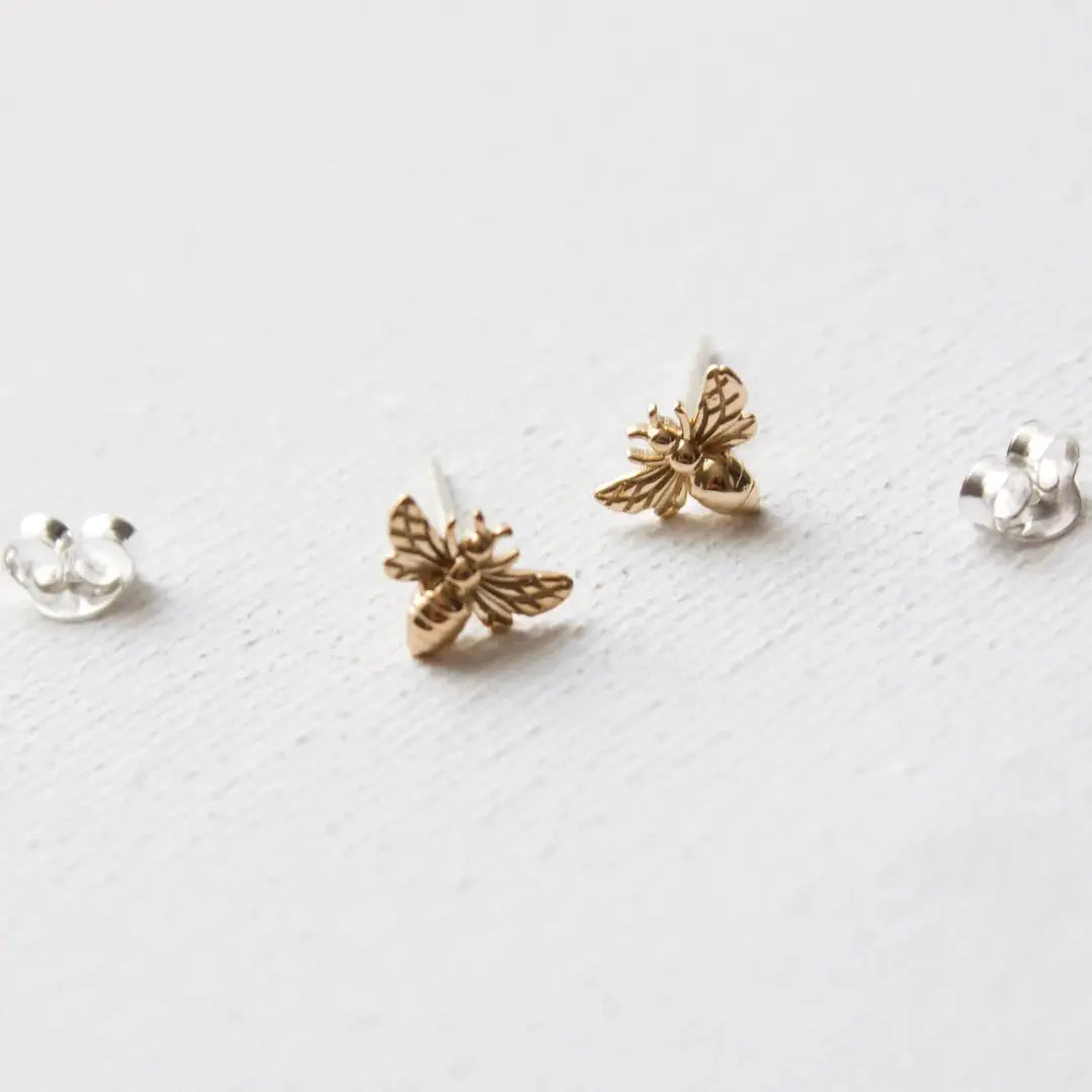 Gold Plated Sterling Silver Bee Stud Earrings