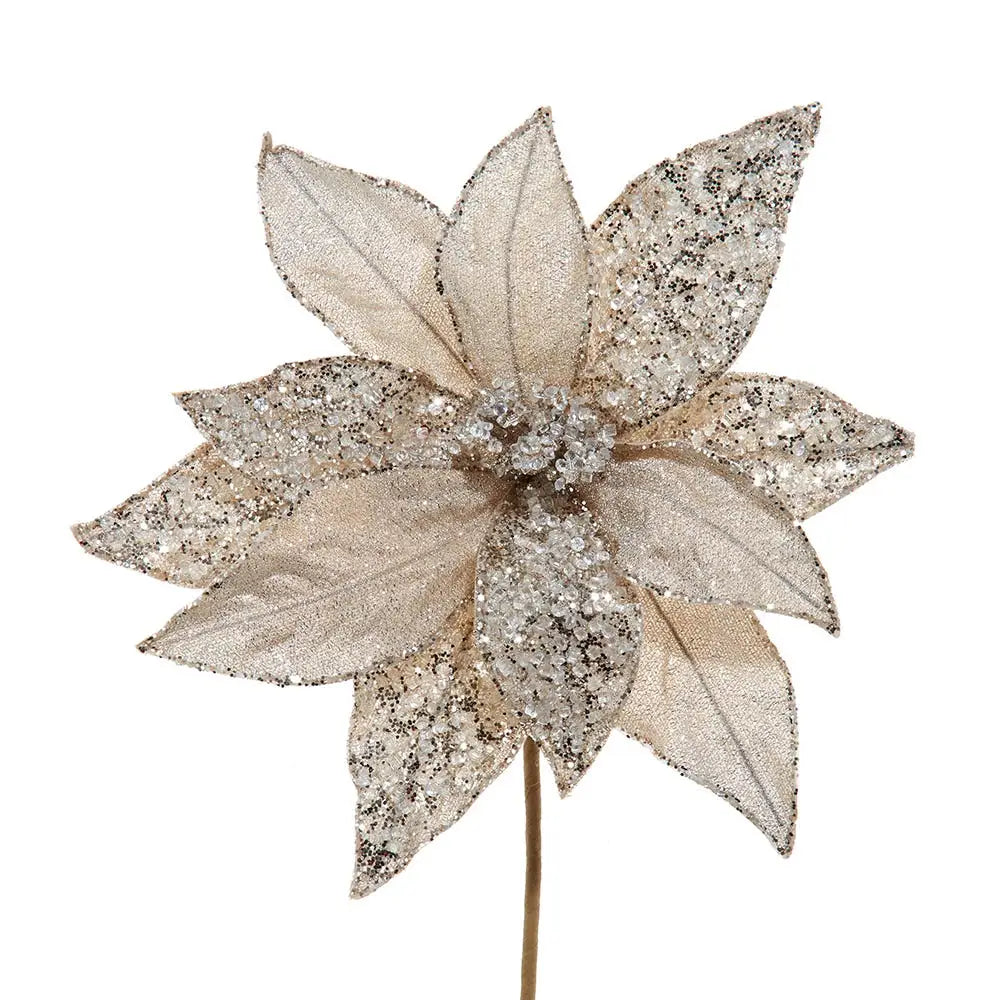 Metallic Poinsettia Pick
