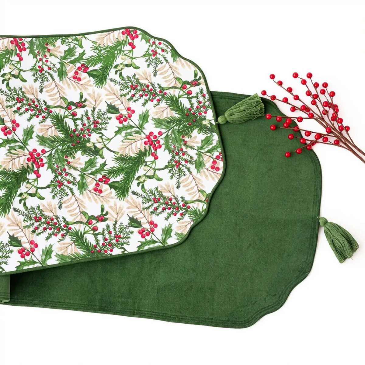 Woodland Berry Reversible Velvet Table Runner