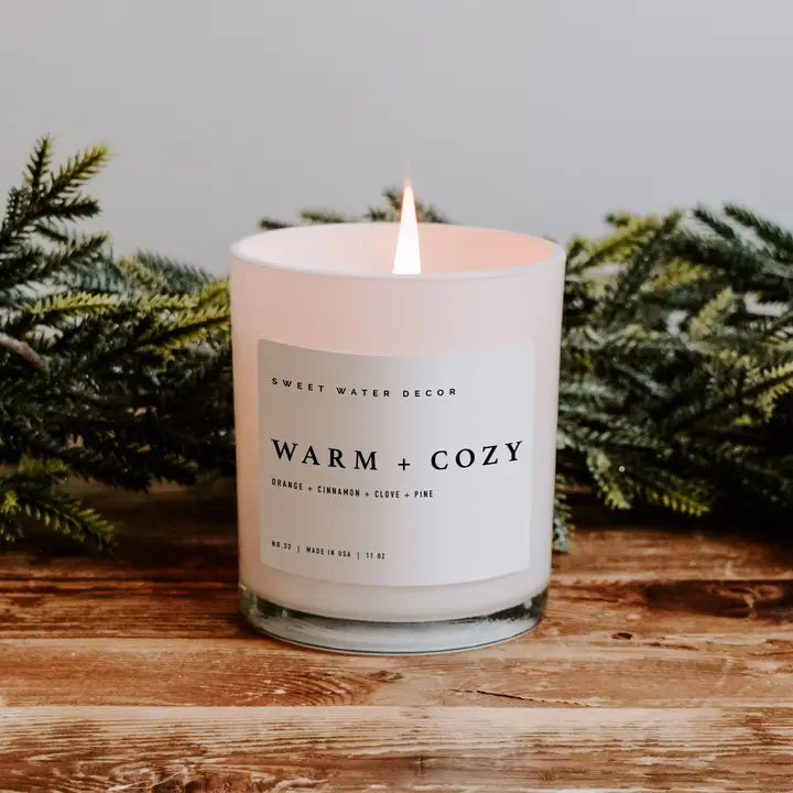 Holiday White Jar with Wood Lid 11 oz