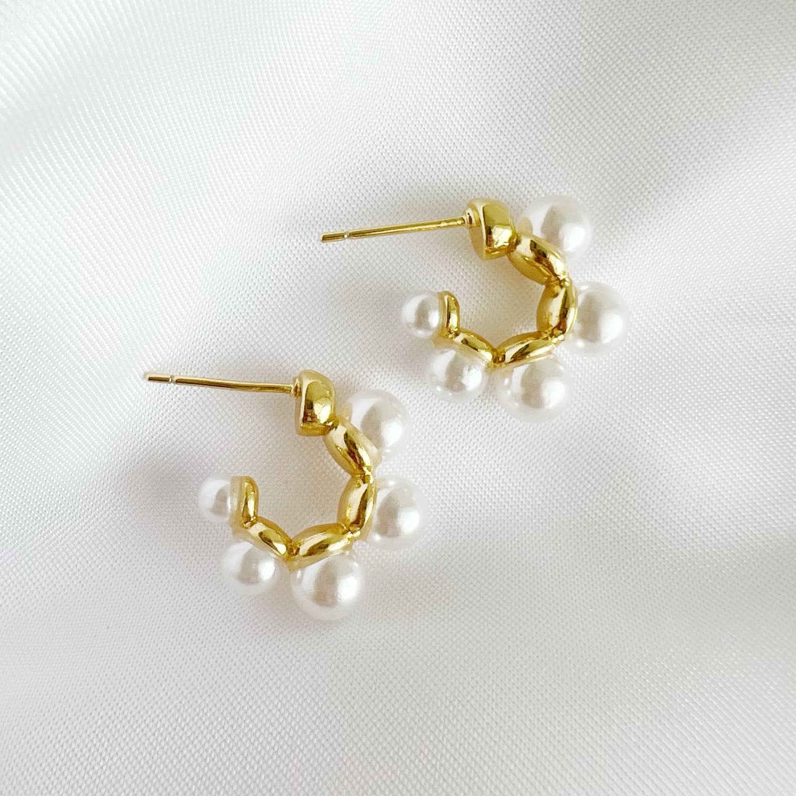 Sea Isle Pearl Beaded Hoops Earrings