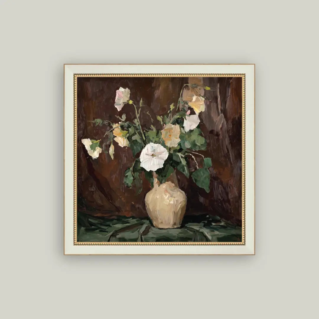Floral Print Framed Antique Art