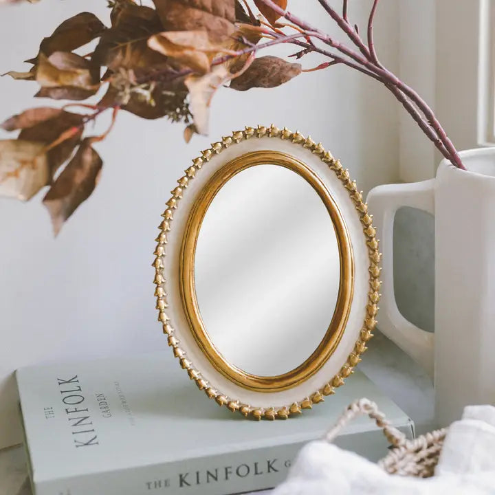 Cream Gold Oval Mirror 5 x 7