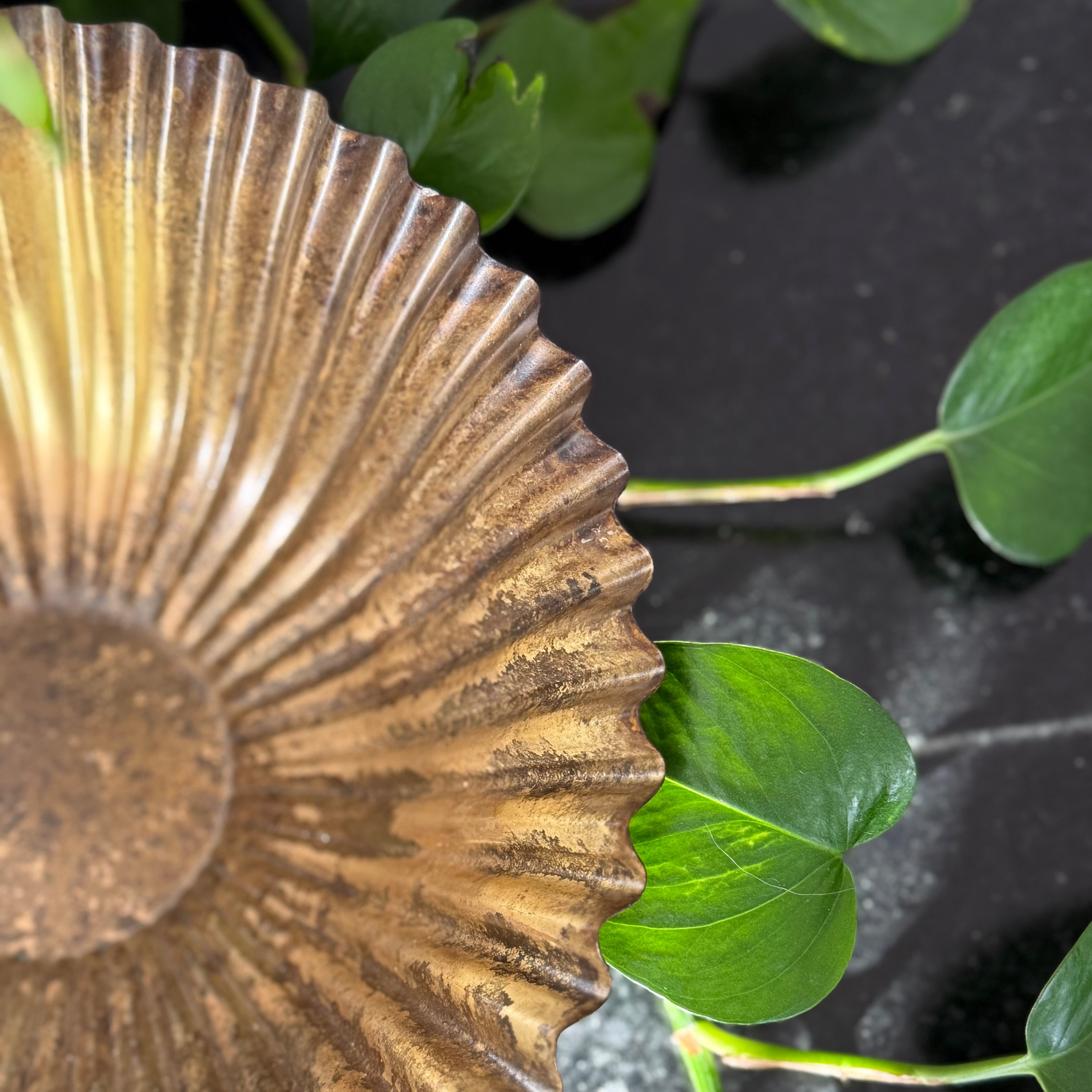 Antiqued Metal Fluted Bowl