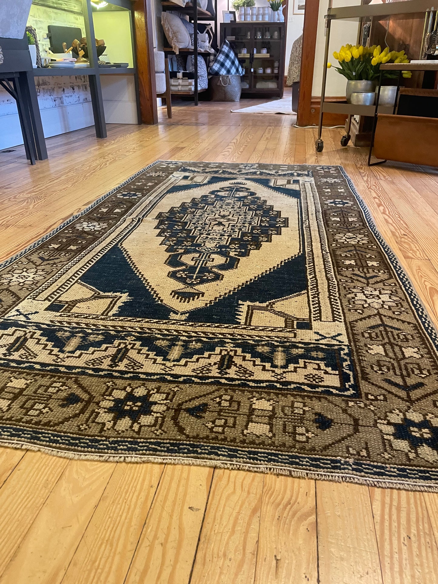 Blue Brown Rug 3'3" x 6'5"