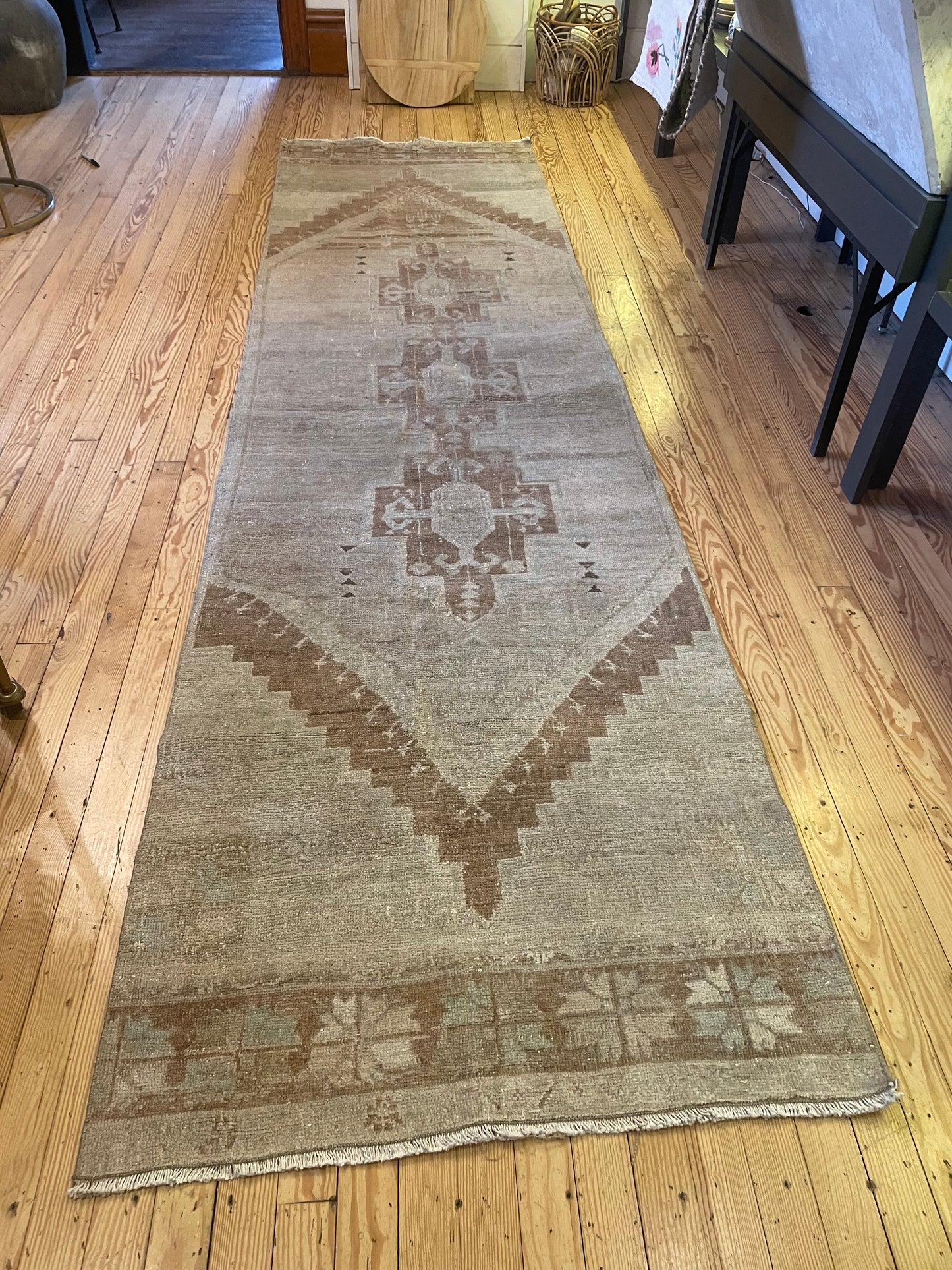 Brown Taupe Runner Rug 34"x129"