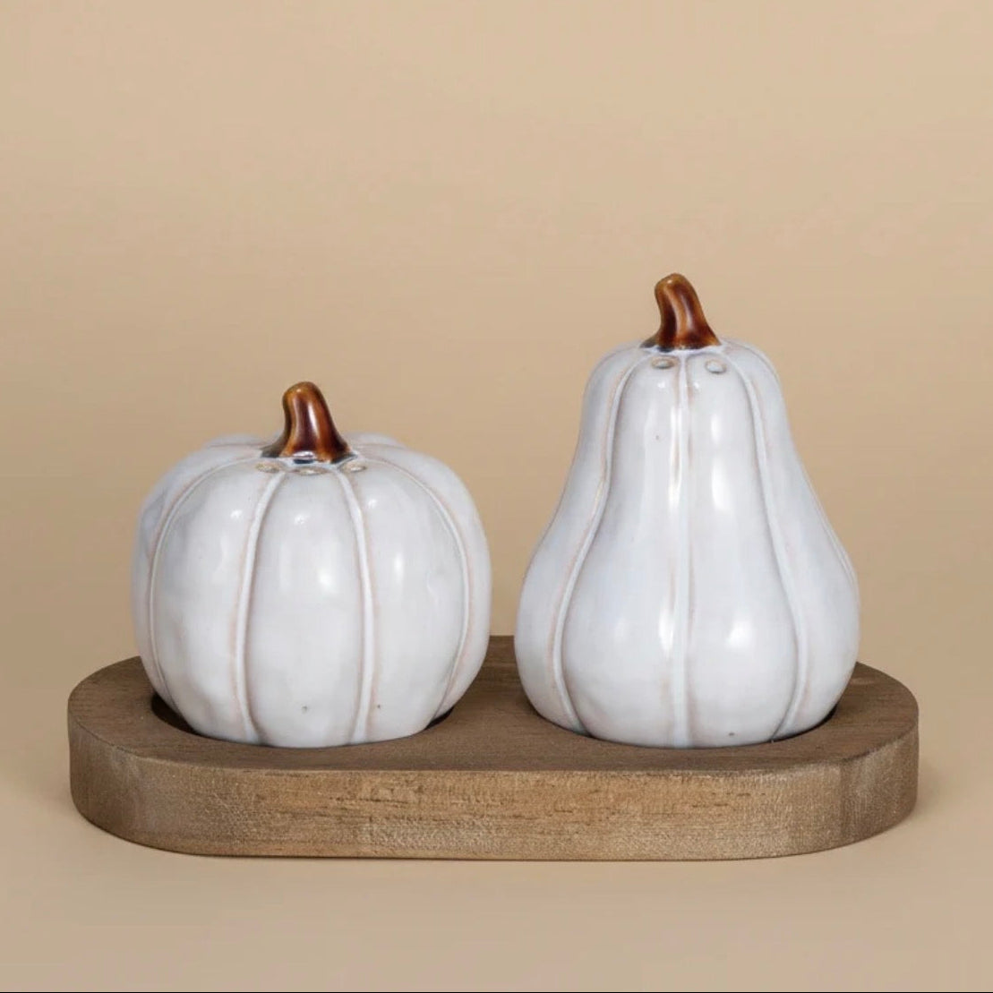 Salt & Pepper Shakers with Wood Tray