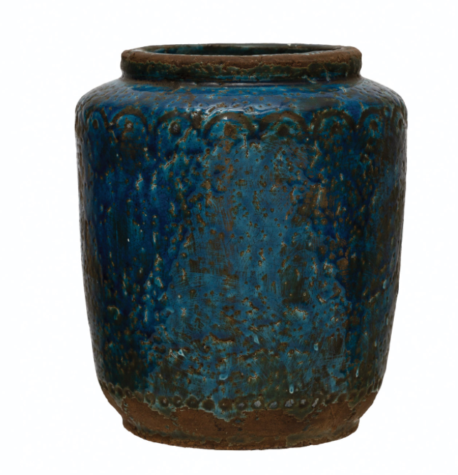 Distressed Blue Terracotta vase