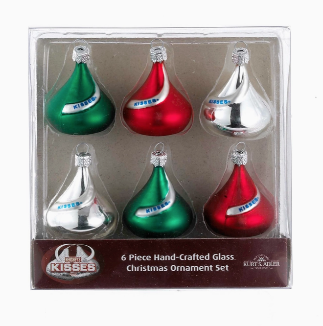 Glass Hershey's Mini Kisses 6 pieces 1.5" each