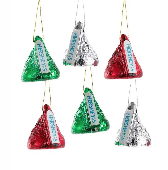 Plastic Hershey Mini Kisses Ornaments 6PC