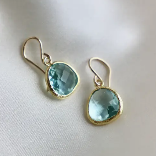 Aquamarine Bezel Earrings