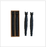 Unscented Cat Shaped Taper Candles in Box, Black, Set of 2