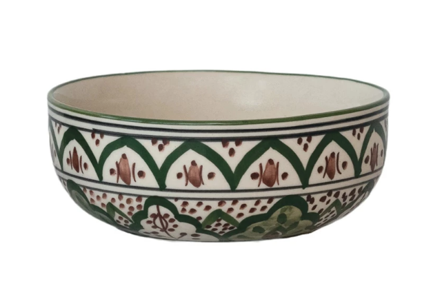 Hand-Painted Stoneware Bowl with Design