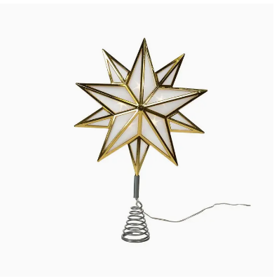 10“ Pre-Lit Warm White Led Gold Star Treetop