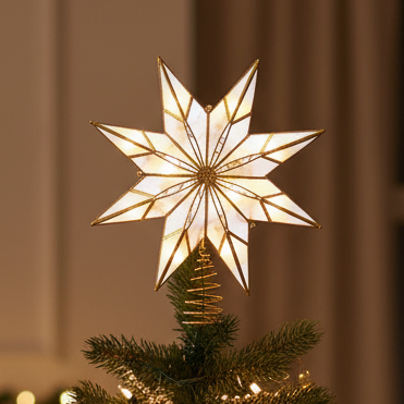 19" 8PT Gold Capiz Star Tree Topper
