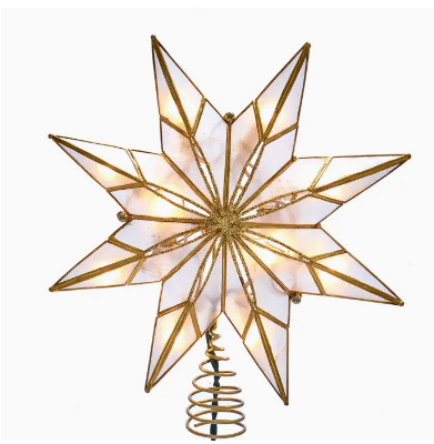 10/L 9" 8PT Gold Capiz Star Tree Topper