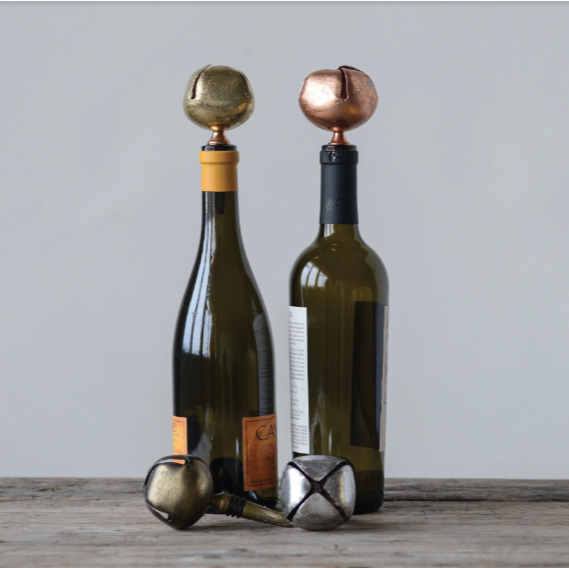 Metal Bottle Stopper with Jingle Bell, 4 Colors