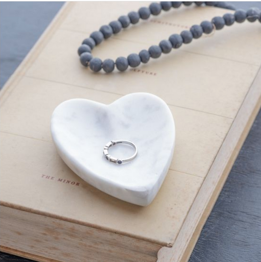 Marble Heart Trinket Dish 4"