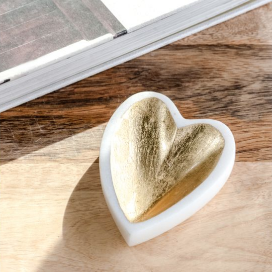 Marble Heart Trinket Dish 4"