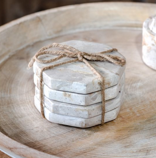 Beige Marble Octagon Coasters
