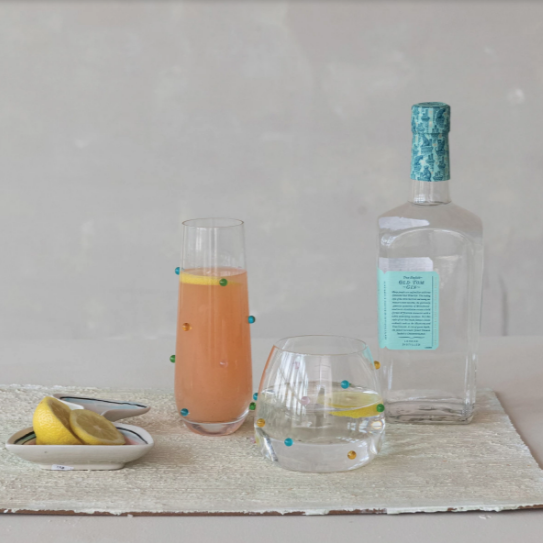 Handmade Drinking Glass with Raised Dots