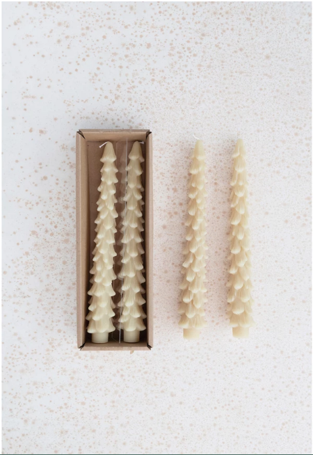 Unscented Tree Shaped Taper Candles, Set of 2