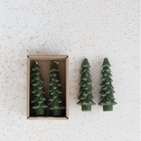 Tree Shaped Taper Candles Set of 2