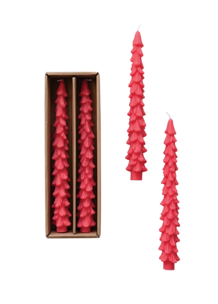 Unscented Tree Shaped Taper Candles, Set of 2