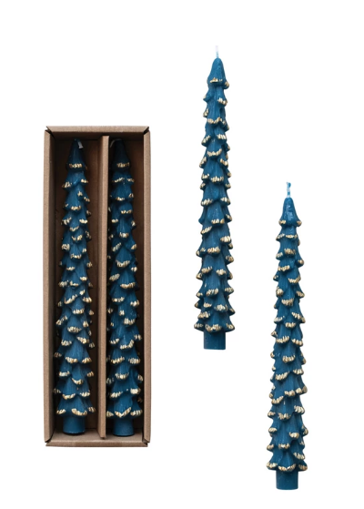 Unscented Tree Shaped Taper Candles, Set of 2