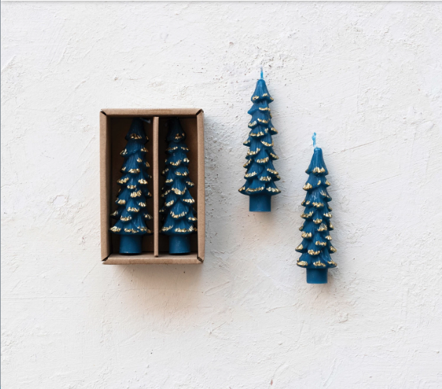 Tree Shaped Taper Candles Set of 2
