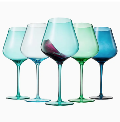 Colored Wine Glass Set of 5, Large 20 oz Glasses