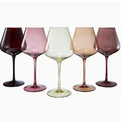 Colored Wine Glass Set of 5, Large 20 oz Glasses