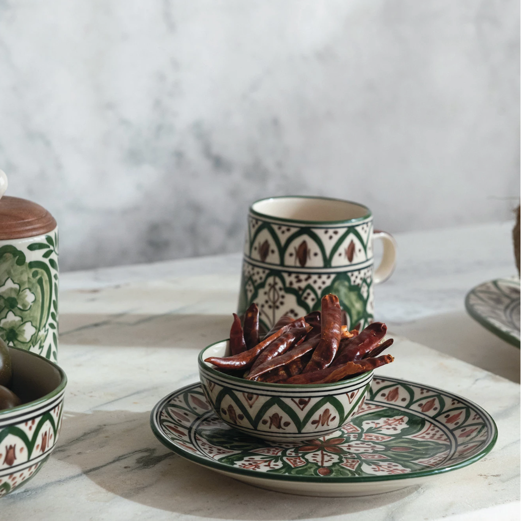 Hand-Painted Stoneware Bowl w/ Design