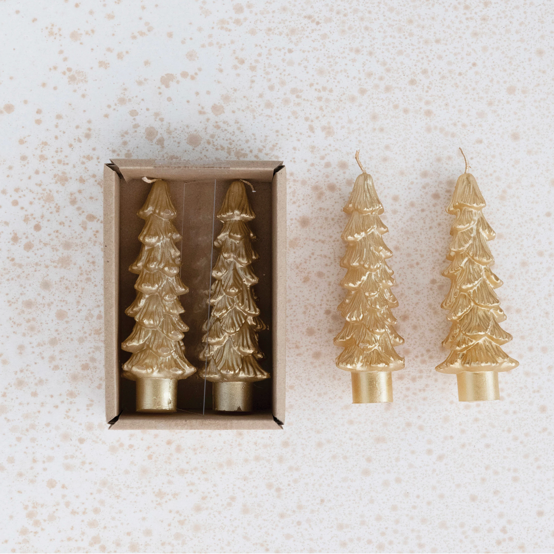 Tree Shaped Taper Candles Set of 2