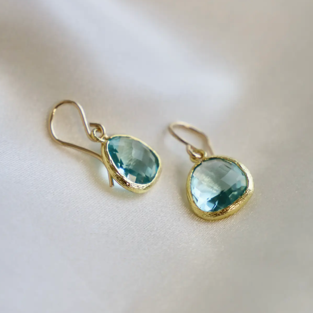 Aquamarine Bezel Earrings