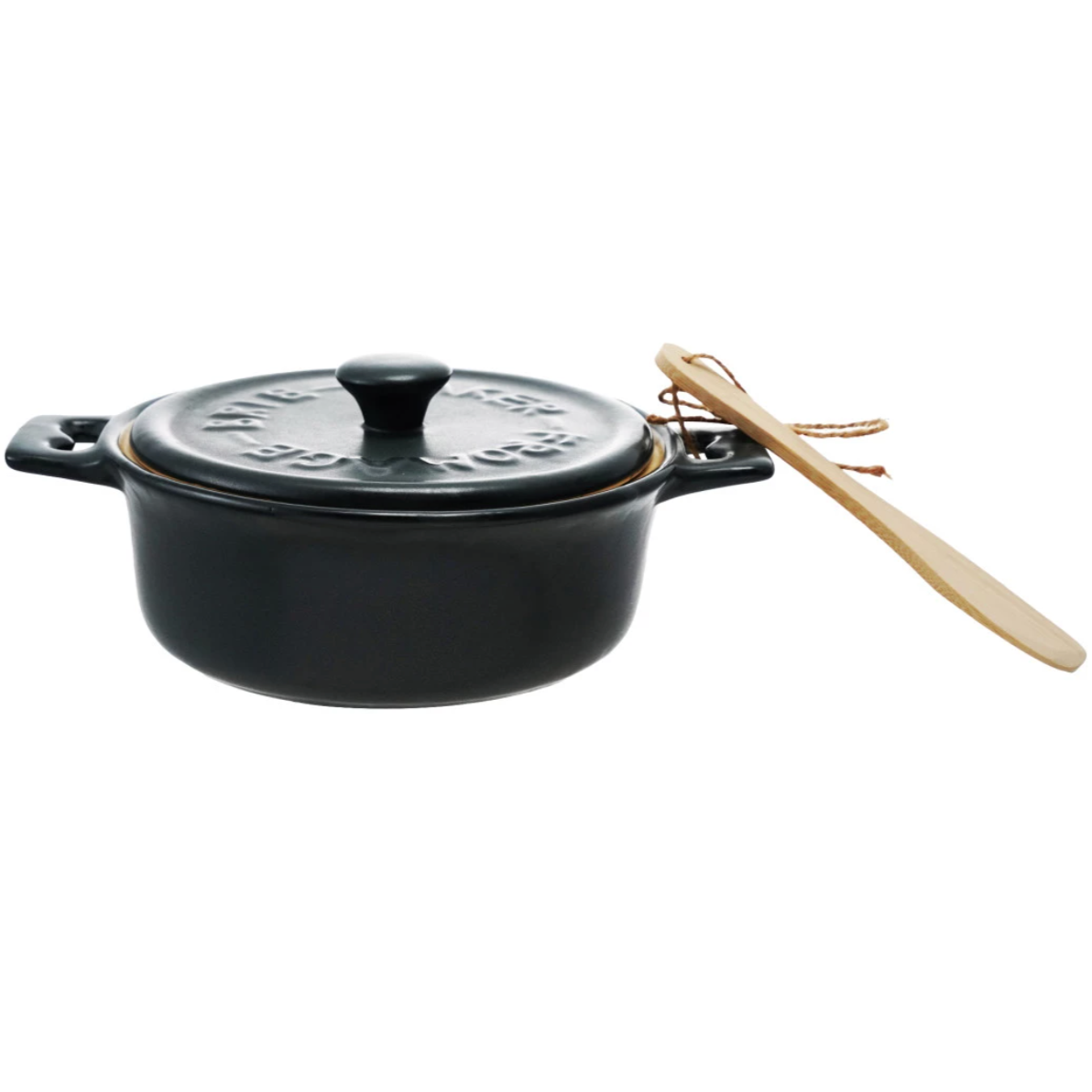 Stoneware Brie Baker with Bamboo Spreader, Set of 2