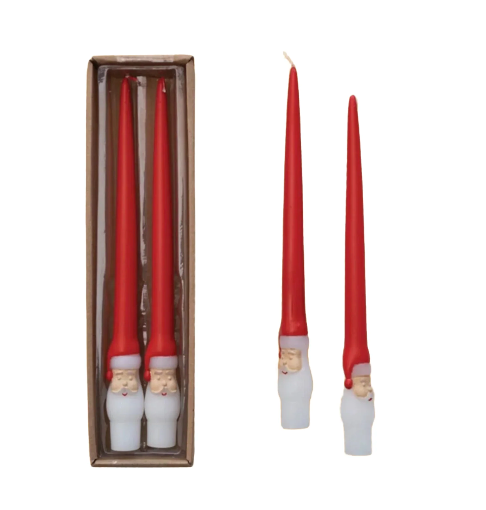 Unscented Santa Taper Candles in Box, Set of 2