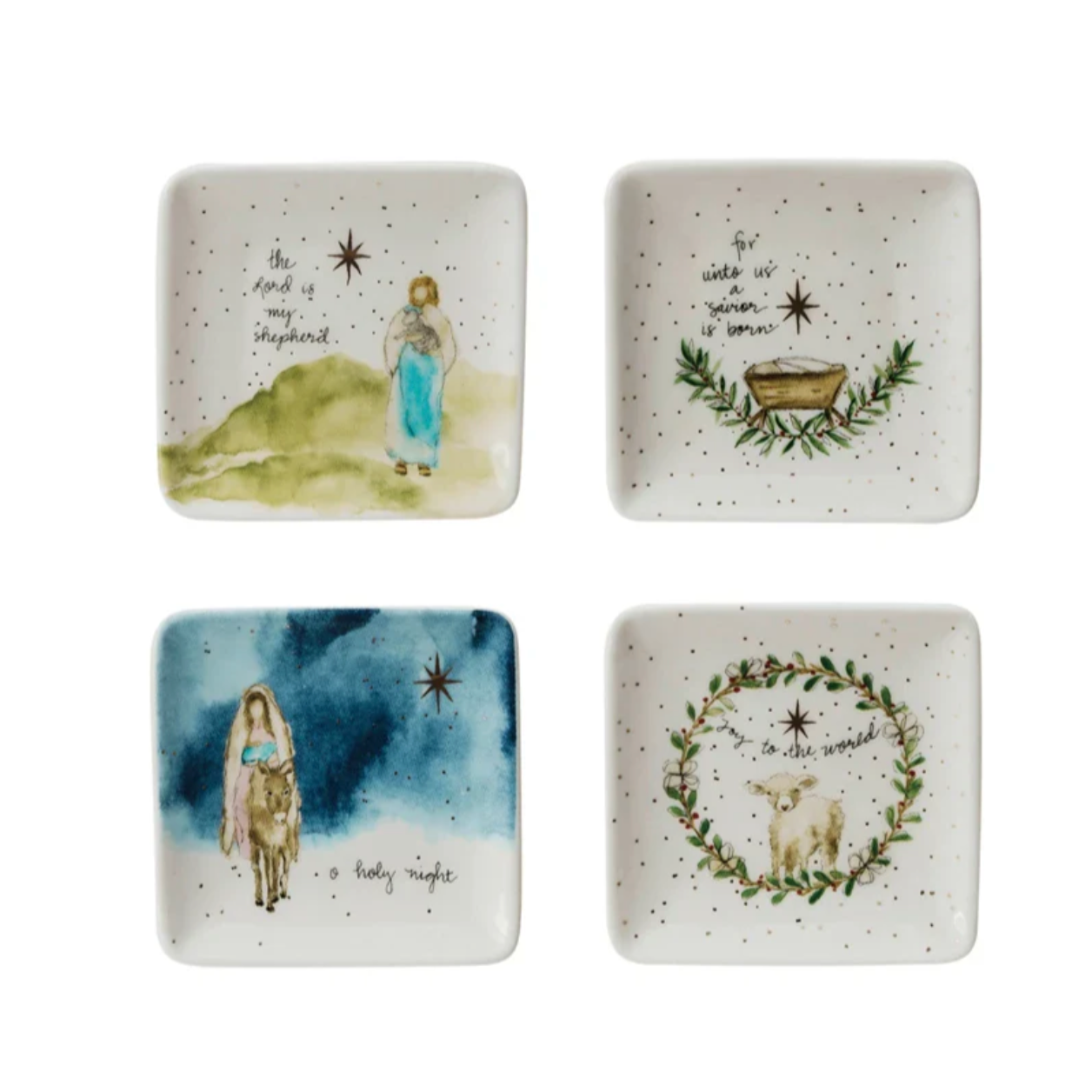 Nativity Stoneware Dish with Gold Electroplating