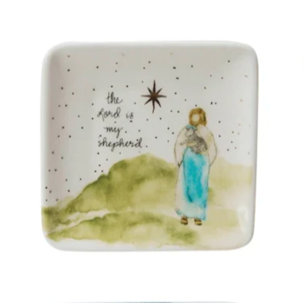 Nativity Stoneware Dish with Gold Electroplating