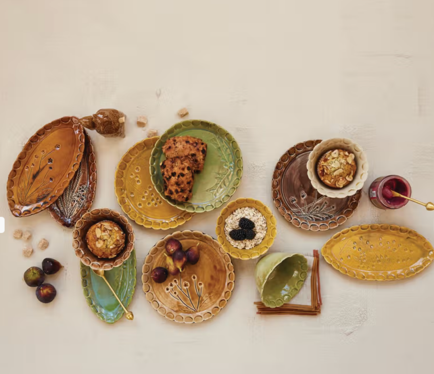 Debossed Stoneware Scalloped Plate, 4 Styles