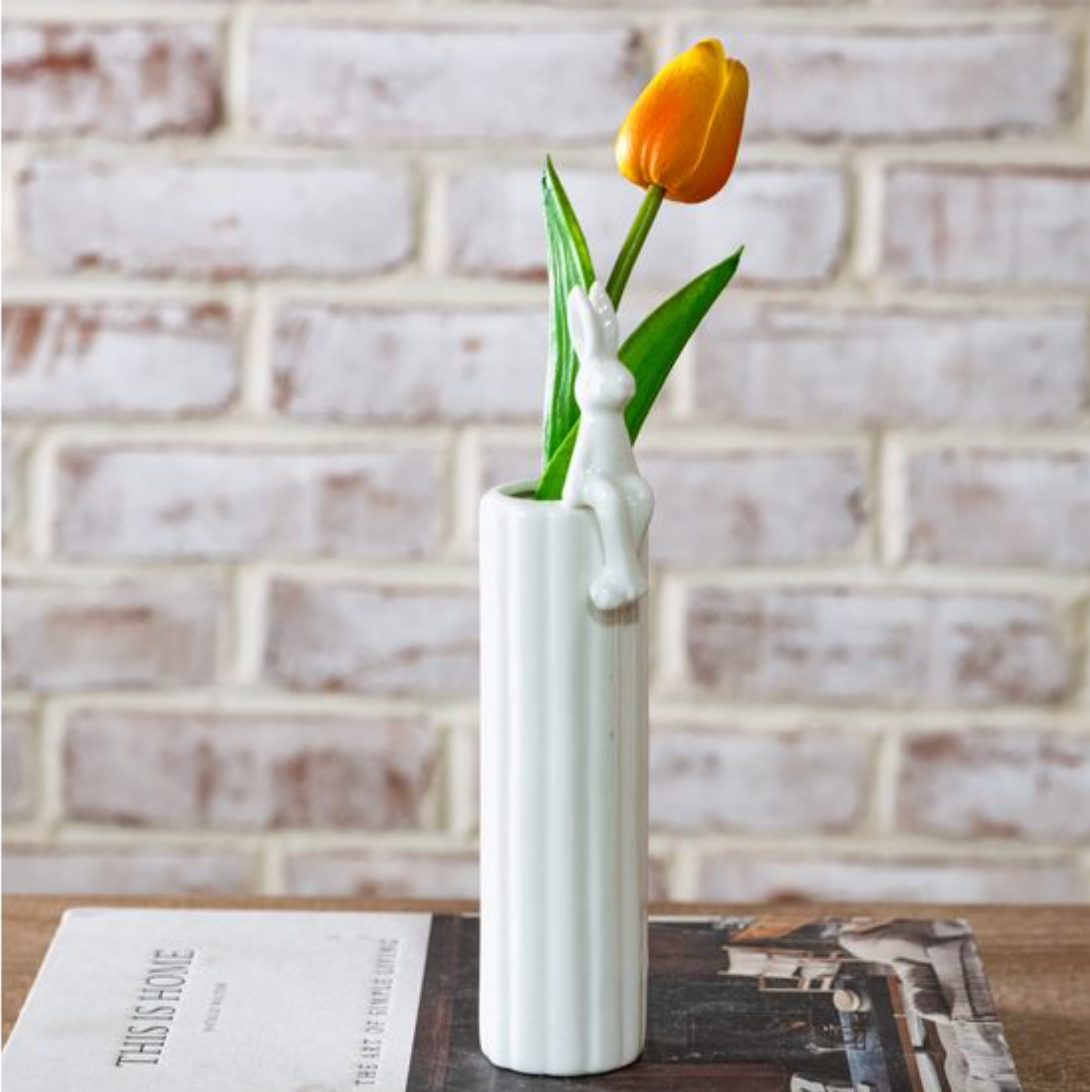 White Skinny Bunny Vase