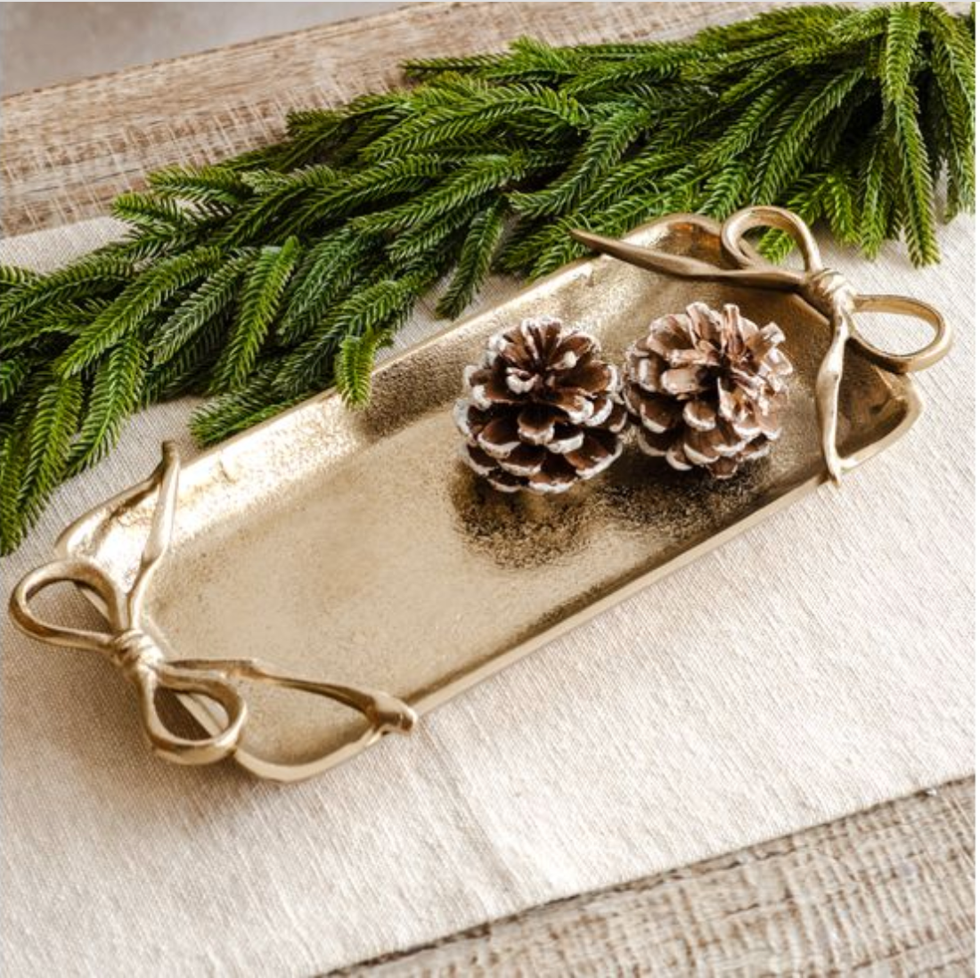 Gold Tray with Ribbon Handles