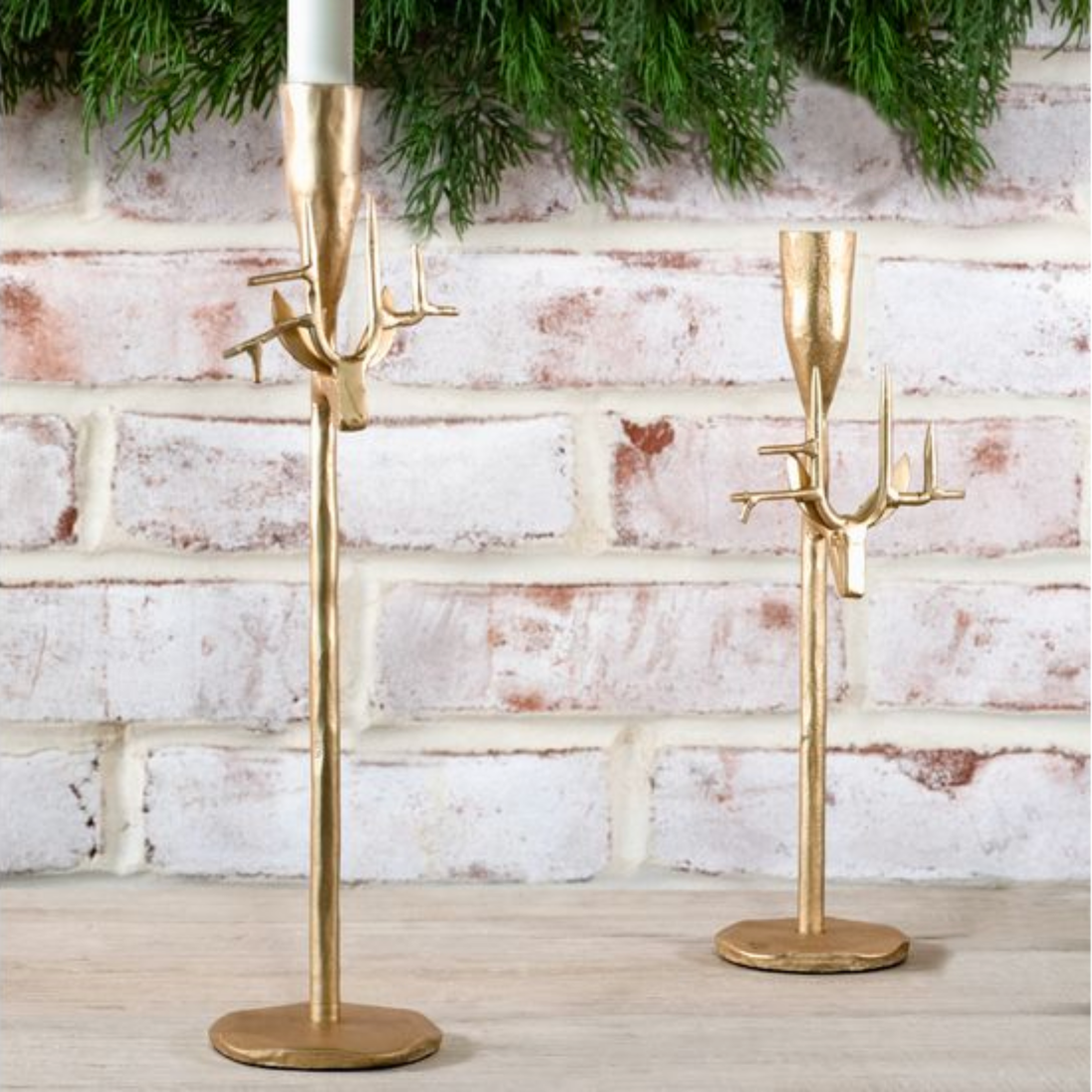 Gold Deer Head Pillar Taper Holder