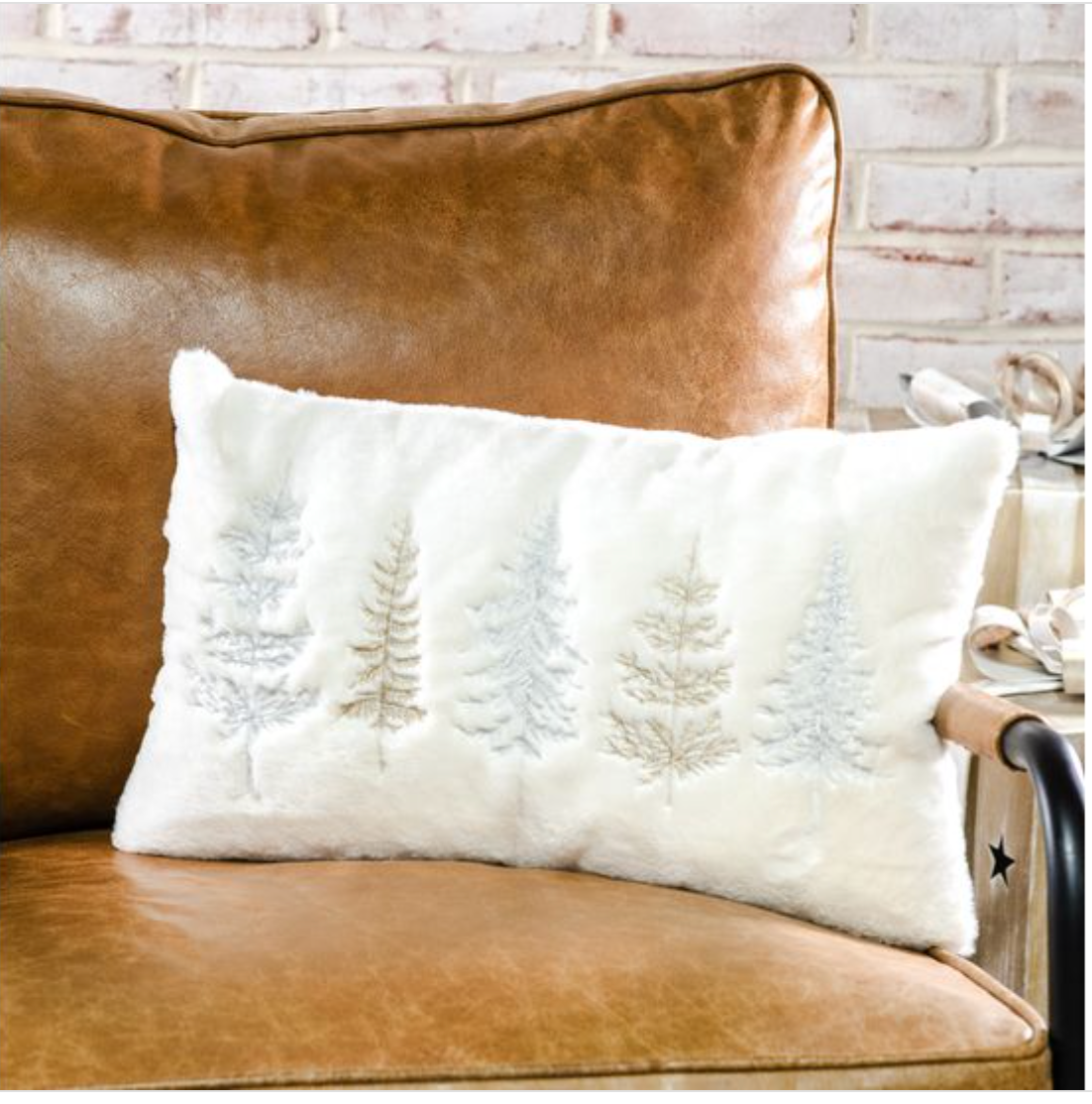 Gold & Silver Evergreen Fur Pillow