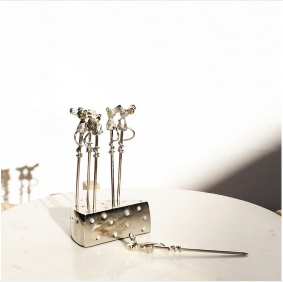 Mouse Cheese Picks with Holder