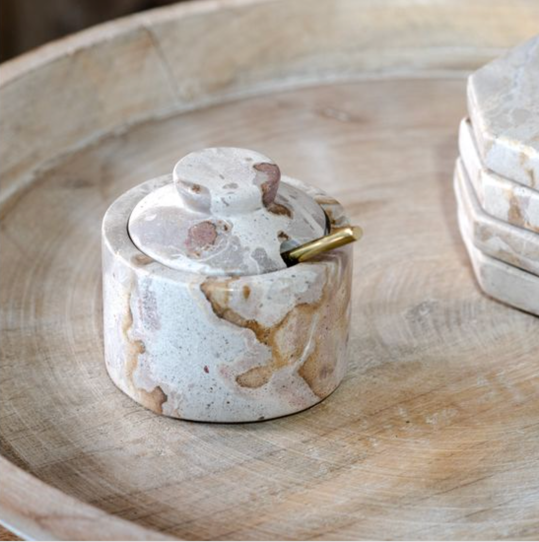 Marble Container with Spoon
