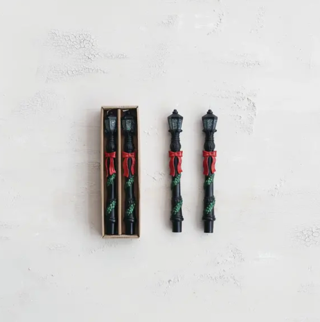 Lamp Post Shaped Taper Candles in Box, Set of 2