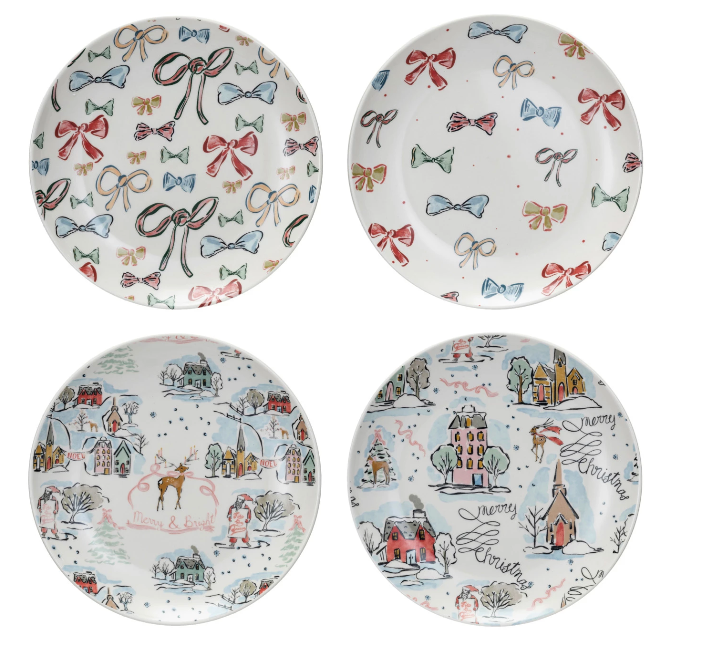 Stoneware Plate with Holiday Pattern